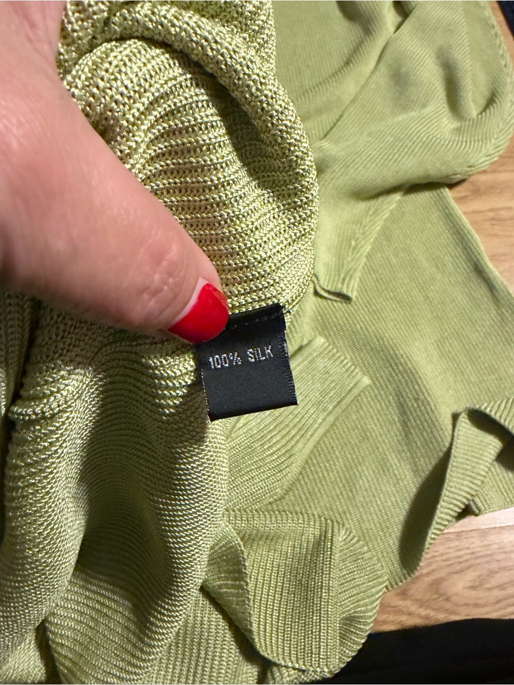 Ellen Tracy Light Green 100% sil Ribbed Knit Cardigan & Tank Set- sz X (XL/0X) - Picture 6 of 6